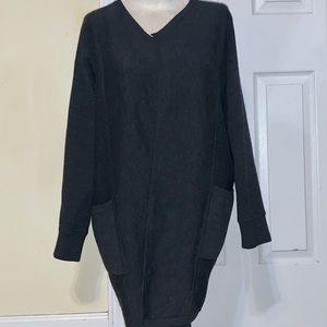 Athleta Cardigan Sweater Medium Gray Merino Wool